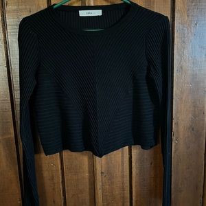 Zara Knit Cropped Long Sleeve Shirt